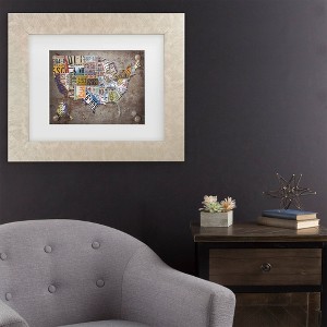 Trademark Fine Art Masters Fine Art USA License Plate Map on Metal Matted Framed Art - 1 of 4