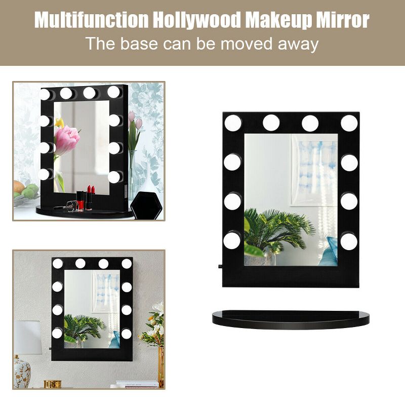 Costway Wall Mounted Vanity Mirror Hollywood Makeup Dimmer Light Black, 4 of 11