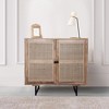 Royal Hampton 35 Inch Handcrafted Accent Cabinet with 2 Mesh Rattan Doors, Black Iron Legs, Mango Wood Frame - 2 of 4