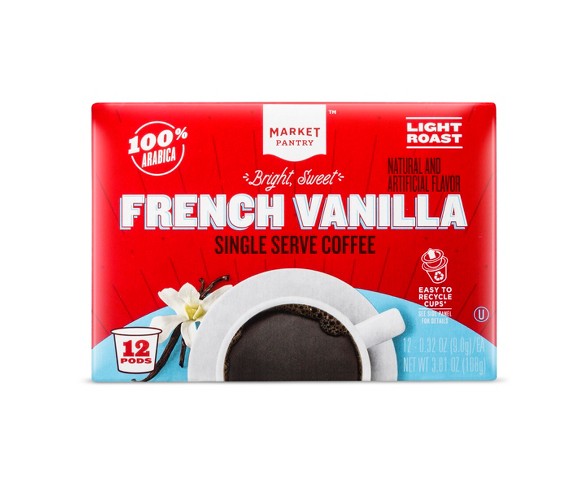 French Vanilla Light Roast Coffee - Single Serve Pods - 12ct - Market Pantry&#153;