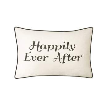 'Happily Ever After' Poly Velvet Lumbar Throw Pillow Ivory - Edie@Home