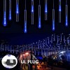 Itopfox Outdoor Christmas Lights 8 Tubes 12 Inch 144 LED Meteor Shower Blue Icicle Cascading String Lights 1 Pack UL Plug - 3 of 4