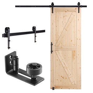 VEVOR Barn Door and Hardware Kit,30"x84" Wood Sliding Barn Door,Smoothly and Quietly,Barn Door Kit with 8-in-1 Floor Guide and Door Handle,Black&Wood - 1 of 4