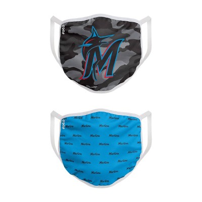 MLB Miami Marlins Youth Clutch Printed Face Covering - 2pk