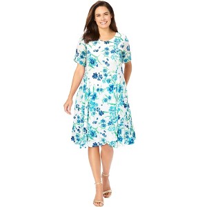 Woman Within Short Crinkle Dress - 1 of 4