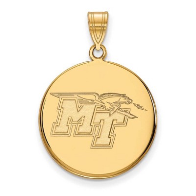 Black Bow Jewelry 10k Yellow Gold Middle Tennessee State Blue Raiders NCAA Large Pendant