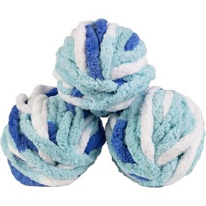 iDIY Chunky Yarn 3 Pack Skeins (72 Yards)Tie Dye (White, Light Blue, Dark Blue)-Fluffy Chenille Yarn Soft Knitting, Crocheting &DIY Crafts & Projects! - 1 of 4