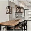 TOBILI 1-Light Distressed Black and Brushed Wood Lantern Geometric Chandelier - 2 of 3