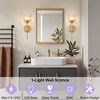 POWLIG 14.57-in 1-Light Amber Gold Iron Armed Wall Sconce With Tulip Glass Lampshade - 4 of 4