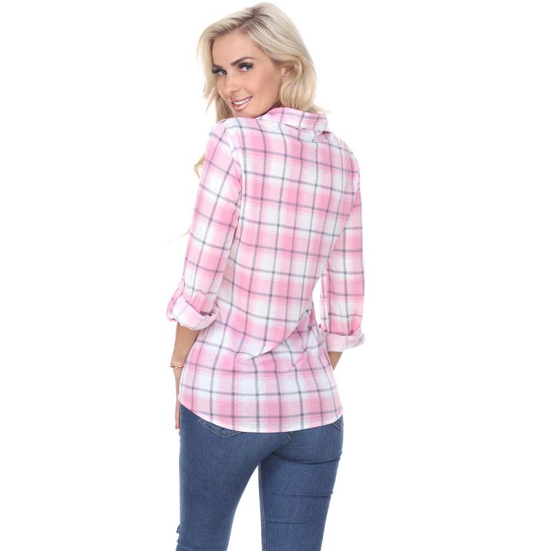 Women's Oakley Stretchy Plaid Tunic Top with Pockets - White Mark, 3 of 4