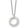 Chisel Stainless Steel White Enameled with Crystals Open Circle Pendant on an 18" Cable Chain Necklace - 2 of 4