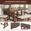 6-Piece Dining Set with Extendable Table, 4 Upholstered Chairs and Bench - 4 of 4