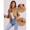 Allegra K Women's Long Sleeve Two Pockets Button Cropped Outerwear Jacket - 2 of 4