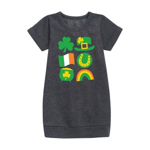 - Instant Message - St. Patrick's Day Icon Graphic Short Sleeve Fleece Dress - 1 of 3
