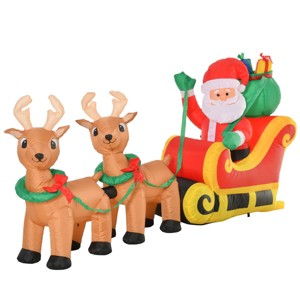 8ft Long Christmas Inflatable Santa Claus with Sleigh and Reindeer, Outdoor Blow-Up Yard Decoration with LED Lights Display - 1 of 4