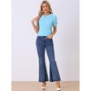 INSPIRE CHIC Women's Summer Peter Pan Collar Contrast Trim Puff Short Sleeve Blouse - 3 of 4