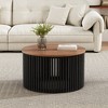 ChicFurnit Coffee Table Acacia Solid Wood Construction Stylish Brown and Black Design for Living Room, Brown, 34.7"*32.75"*10.5" - 2 of 4