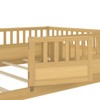 Lyngins Twin/Full Size Toddler Floor Bed,Montessori Floor Bed with High Security Barrier and Door,Floor Bed Frame for Bedroom,Wood Slats Support - 3 of 4