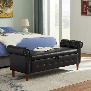 NicBex 63 Inch Storage Ottoman,Entryway Bench with Wood Legs for Bedroom and Living Room - 1 of 4