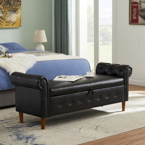 NicBex 63 Inch Storage Ottoman,Entryway Bench with Wood Legs for Bedroom and Living Room - image 1 of 4