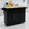 Kitchen Island Cart with Drop-Leaf Solid Wood Tabletop, Storage Cabinet, 3 Drawers, Spice Rack, Towel Holder,Kitchen Cart, Kitchen Cabinets - 3 of 4