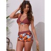 Elerevyo Women's Leaf Print Color Block Bikini Sets, Halter Top Boyshorts Bottom Swimwear Bathing Suits 1 Set - 4 of 4