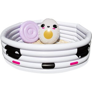SCS Direct Aquamazing Large Inflatable Kiddie Pool - Cute Ramen Bowl Theme w Play Pillow Floats & Accessories -Measures 67" x 26" Family Sized - 1 of 4