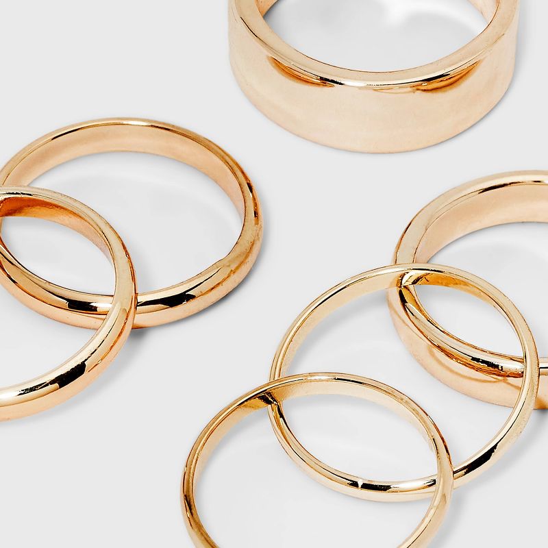 Band Ring Set 6pc - A New Day™ Gold, 2 of 8