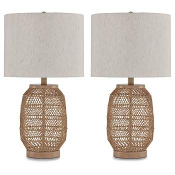 Signature Design by Ashley (Set of 2) Orenman Table Lamps Light Brown/Beige