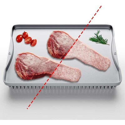 MOVSSOU Defrosting Tray 12"x8" Non-Stick Defrosting Board Silver Fast Thawing Frozen Meat Foods