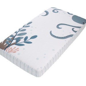 NoJo Explore Dream Discover Light Blue, Navy, and White Octopus 100% Cotton Nursery Photo Op Fitted Crib Sheet - 1 of 4