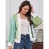 KOJOOIN Women's Color Block Open Front Long Sleeve Casual Cardigan Sweater Ribbed Knit Cropped Cardigan Sweaters - 4 of 4