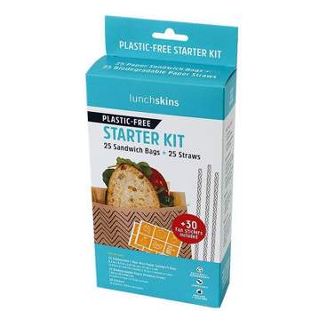 Lunchskins Sandwich Bag and Straw Combo Starter Kit - 5.4oz/25ct