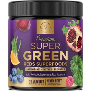 Greens Superfood Powder - Greens Powder Mix for Energy, Spirulina, Chlorella & Digestive Enzymes, Super Green Mix - 30 Servings By Hello Lovely! - 1 of 4