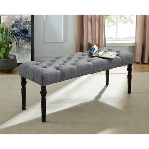 Okak Elegant Tufted Button Ottoman Bench with Wooden Turned Legs,Upholstered Shoe Bench Dining Bench for Living Room,Entryway - 1 of 4