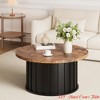 Small Spaces and Apartments Round Coffee Table with Metal Base, Mid Century Modern Design, 31.9" Fluted Center Table, Ideal - 3 of 4