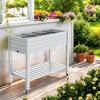Maggift Planters, Garden Flower Pot Box with Wheels, Switchable Drainage Holes, Terrace Gardening Raised Flower Beds, White, 48"*24"*33" - 3 of 4