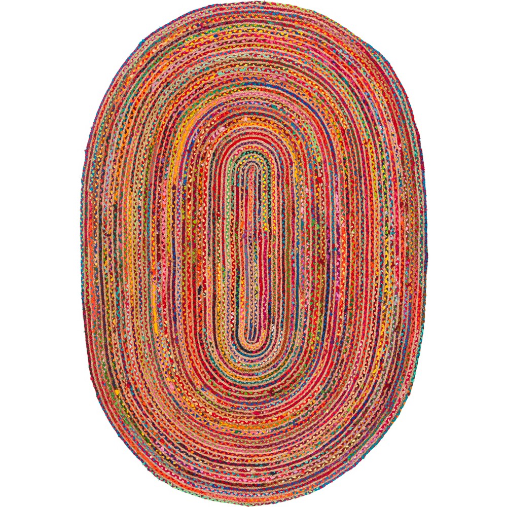 4'x6' Oval Sue Stripe Woven Accent Rug Red/Multi Oval - Safavieh