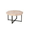 Wood Octagon Vintage Patchwork Craft Farmhouse Wooden Tabletop Cross Metal Legs Coffee Table For Living Room - 3 of 4