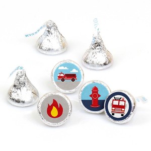 Big Dot of Happiness Fired Up Fire Truck - Firefighter Firetruck Party Round Candy Sticker Favors - Labels Fits Chocolate Candy (1 sheet of 108) - 1 of 4