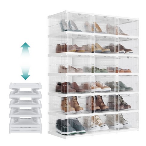 Songmics Shoe Boxes,stackable Shoe Storage Organizer, Set Of 2 ...