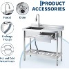 Stainless Steel Utility Sink with Workbench & Drawer, 39x20 in Freestanding Single Bowl with Pull Out Faucet - 3 of 4