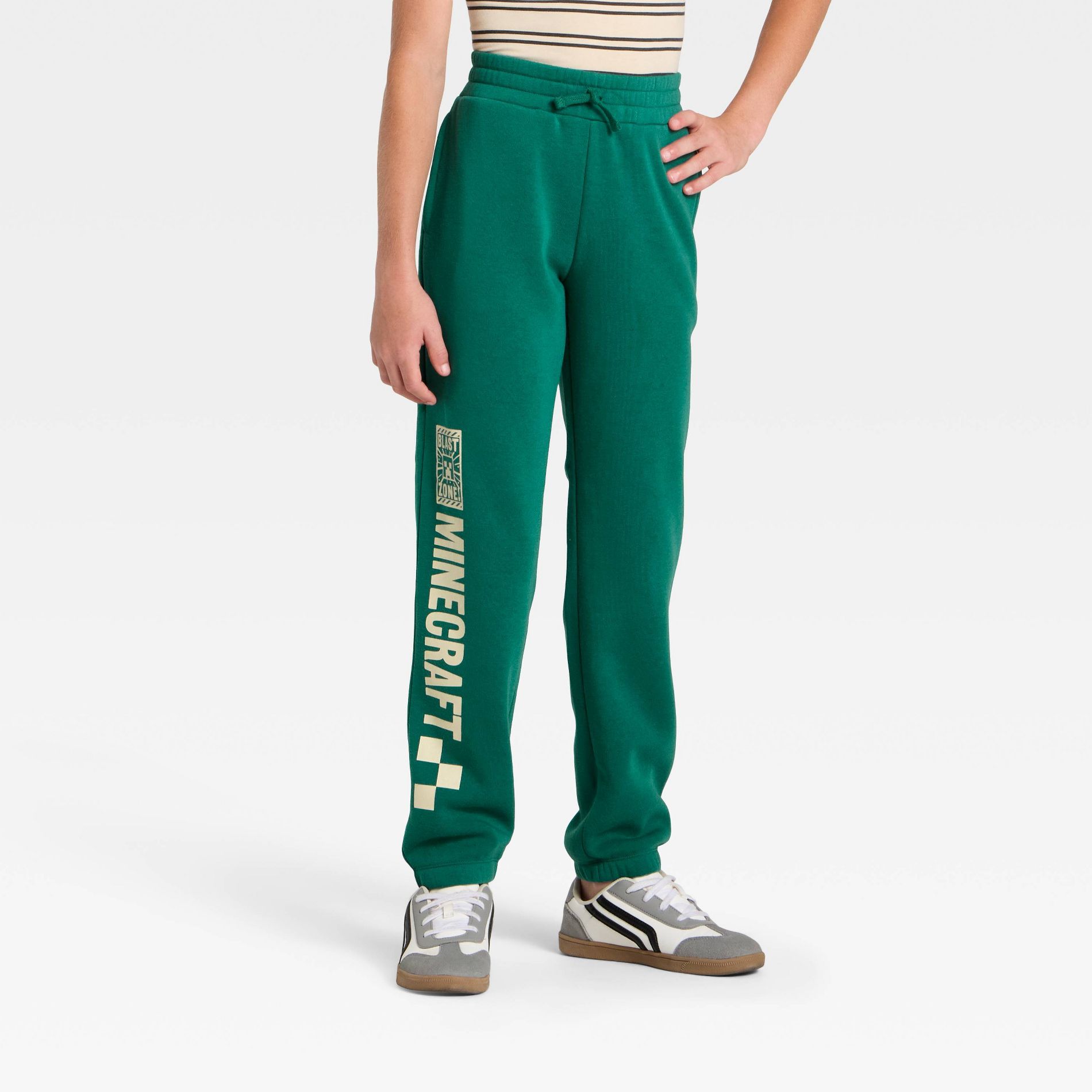 Boys' Minecraft Creeper Fleece Sweatpants - Dark Green
