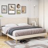 Queen Size Bed Frame with Velvet Upholstered Headboard, Platform Bed with Solid Wood Slats Support - 4 of 4