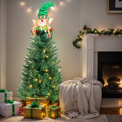 Resenkos 3ft 129 Branches with Santa Claus Decoration PVC Branch Iron Bracket Christmas Tree Green