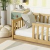 Whisen Twin Bed & Rubber Wood Floor Bed with Fence without Door, Multi - Functional Floor Bed for Kids' Sleep & Play - 3 of 4