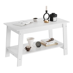 Coffee Tables for Living Room, Modern Farmhouse Coffee Table with Storage Shelf, 2-Tier Living Room - 1 of 4
