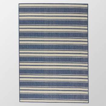 7'10" x 10' Nador Outdoor Rug Blue/Ivory - Christopher Knight Home