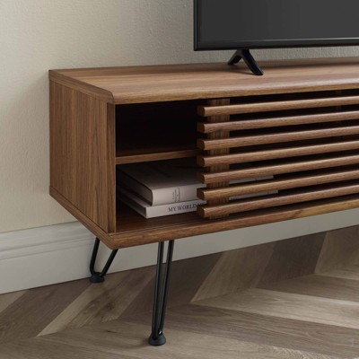 Render 59" Walnut Grain Media Console with Hairpin Legs