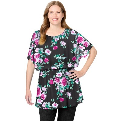 Woman Within Plus Size Miracle Mesh Blouson Tunic